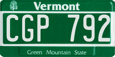 VT license plate CGP792