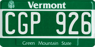 VT license plate CGP926