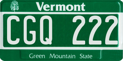VT license plate CGQ222