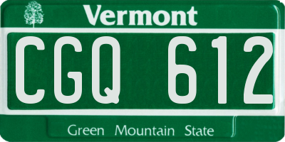 VT license plate CGQ612