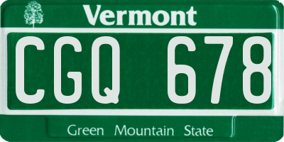 VT license plate CGQ678
