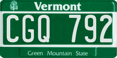 VT license plate CGQ792