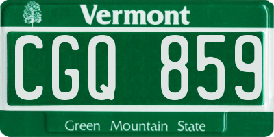VT license plate CGQ859