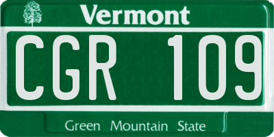 VT license plate CGR109