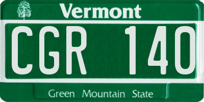 VT license plate CGR140