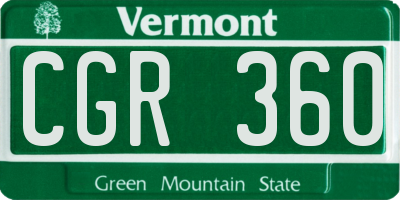 VT license plate CGR360
