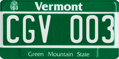 VT license plate CGV003