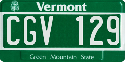 VT license plate CGV129