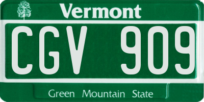 VT license plate CGV909