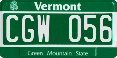 VT license plate CGW056