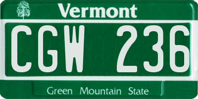 VT license plate CGW236