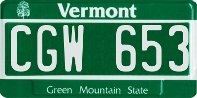 VT license plate CGW653