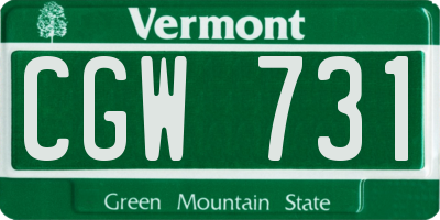 VT license plate CGW731