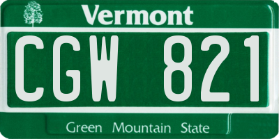 VT license plate CGW821