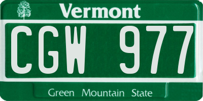 VT license plate CGW977