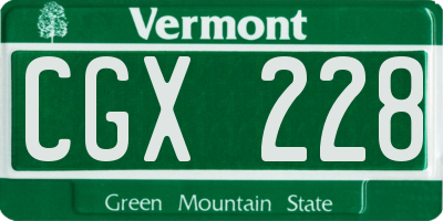 VT license plate CGX228