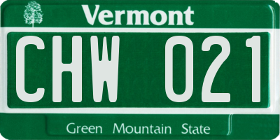 VT license plate CHW021