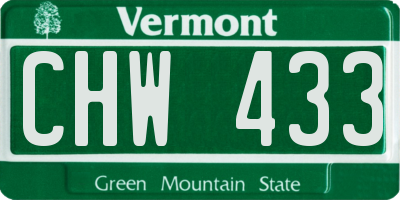 VT license plate CHW433