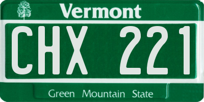VT license plate CHX221