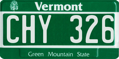VT license plate CHY326