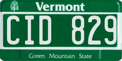 VT license plate CID829