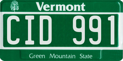 VT license plate CID991