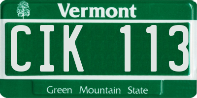 VT license plate CIK113