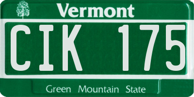 VT license plate CIK175