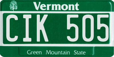 VT license plate CIK505