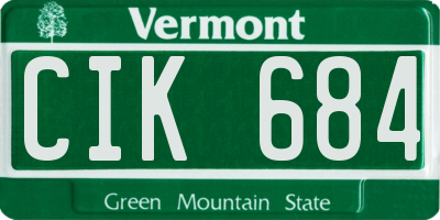 VT license plate CIK684