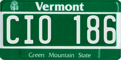 VT license plate CIO186
