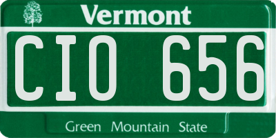 VT license plate CIO656