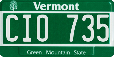 VT license plate CIO735
