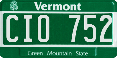 VT license plate CIO752