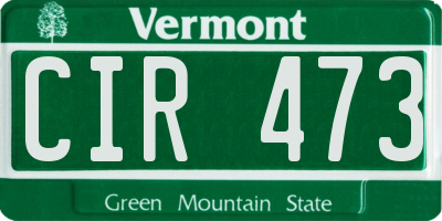 VT license plate CIR473