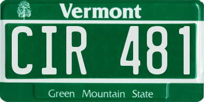 VT license plate CIR481