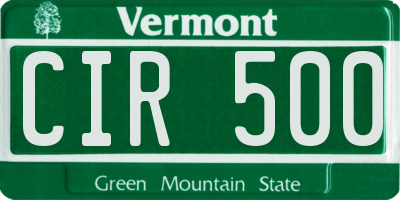 VT license plate CIR500