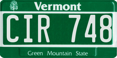 VT license plate CIR748