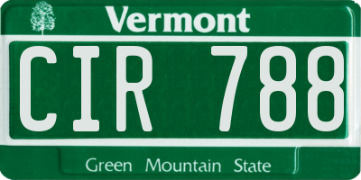VT license plate CIR788