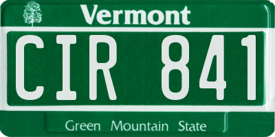 VT license plate CIR841