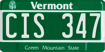 VT license plate CIS347