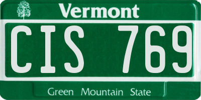VT license plate CIS769