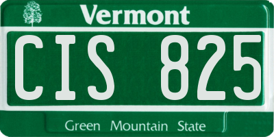 VT license plate CIS825