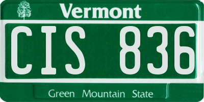 VT license plate CIS836