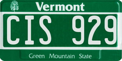 VT license plate CIS929