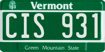 VT license plate CIS931
