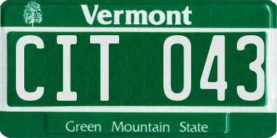 VT license plate CIT043