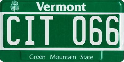 VT license plate CIT066