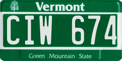 VT license plate CIW674