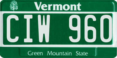 VT license plate CIW960